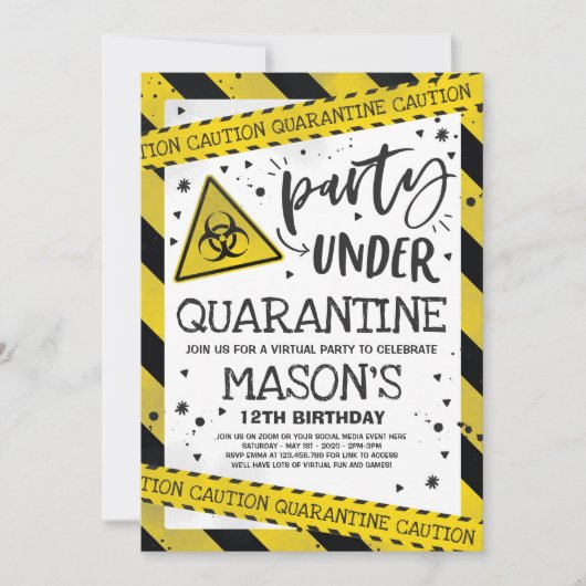 Quarantaine Verjaardagsfeest Uitnodiging Virtual Z (Voorkant)