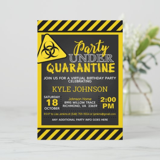 Quarantaine verjaardagsuitnodiging kaart (Staand voorkant)