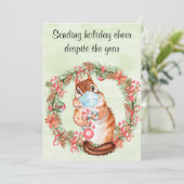 Quarantaine verzendt vakantiewoning ondanks jaar feestdagenkaart (Staand voorkant)