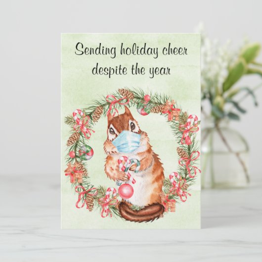 Quarantaine verzendt vakantiewoning ondanks jaar feestdagenkaart (Staand voorkant)