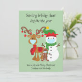 Quarantaine verzendt vakantiewoning ondanks jaar feestdagenkaart (Staand voorkant)