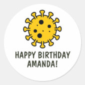 Quarantaine virtuele verjaardag ronde sticker (Voorkant)