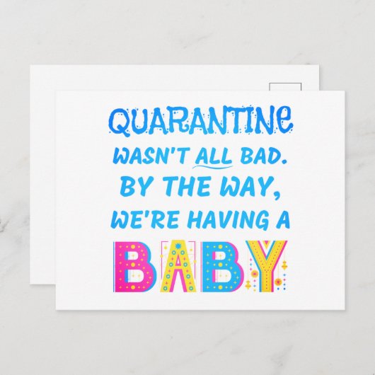 Quarantaine was niet helemaal slecht. We hebben ee Aankondigingskaart (Voorkant / Achterkant)