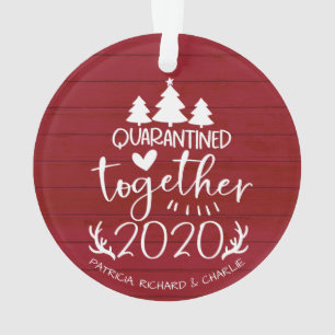 Quarantated Together Cute Covid Kerstrood Ornament