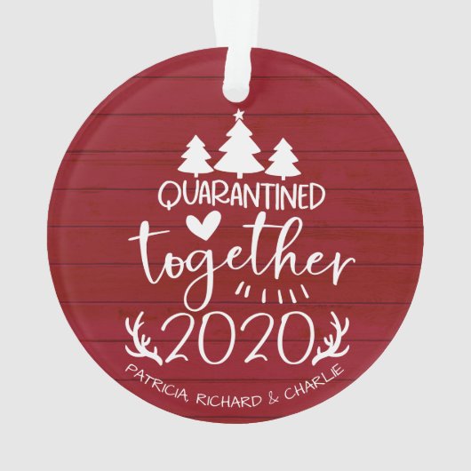 Quarantated Together Cute Covid Kerstrood Ornament (achterkant)