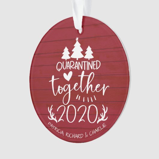 Quarantated Together Cute Covid Kerstrood Ornament (voorkant)