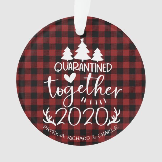 Quarantated Together Cute Covid Pandemic Kerstmis Ornament (voorkant)