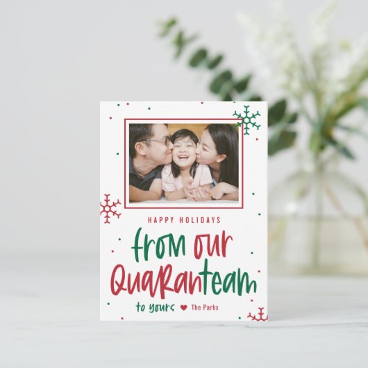 Quaranteam EDITABLE COLOR Holiday Kaart Briefkaart (Staand voorkant)