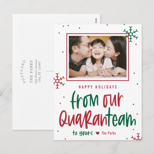 Quaranteam EDITABLE COLOR Holiday Kaart Briefkaart (Voorkant / Achterkant)