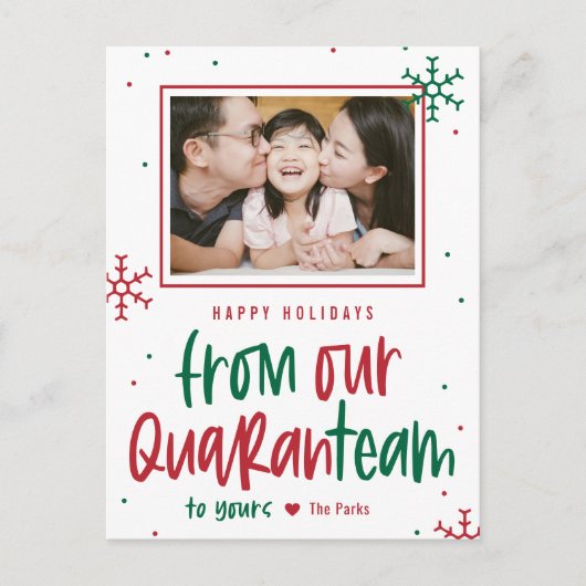 Quaranteam EDITABLE COLOR Holiday Kaart Briefkaart (Voorkant)