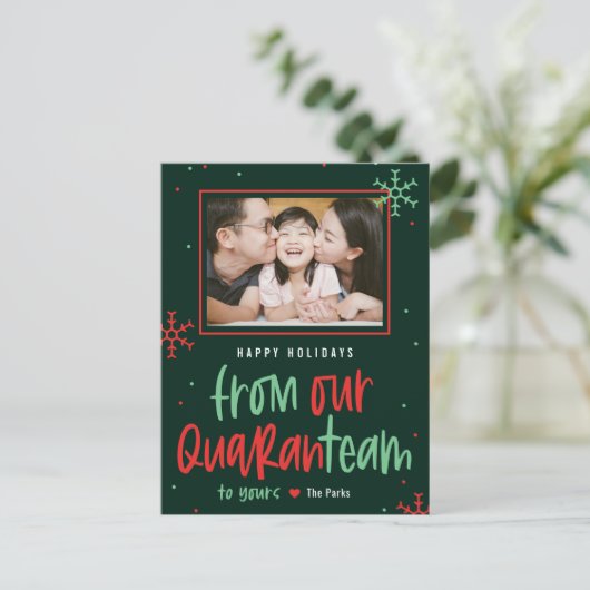 Quaranteam EDITABLE COLOR Holiday Kaart Briefkaart (Staand voorkant)