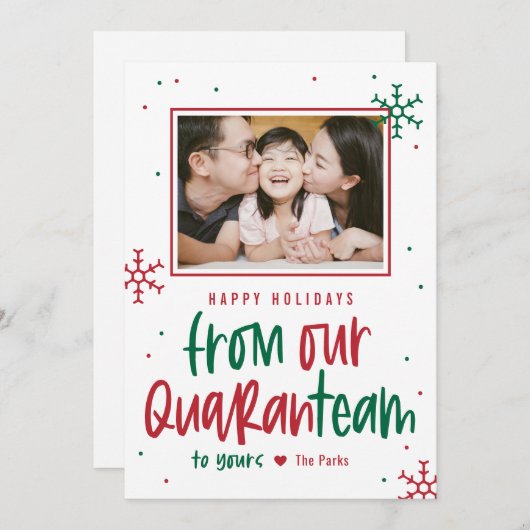 Quaranteam EDITABLE COLOR Holiday Photo Card Feestdagenkaart (Voorkant / Achterkant)