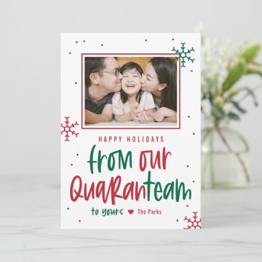 Quaranteam EDITABLE COLOR Holiday Photo Card Feestdagenkaart (Staand voorkant)
