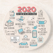 Quarantine 2020 Activities Herdenking Zandsteen Onderzetter (Voorkant)