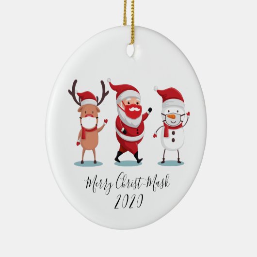 Quarantine 2020 Merry Christmask Script Keramisch Ornament (Rechts)