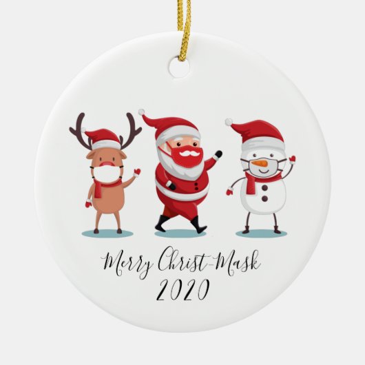 Quarantine 2020 Merry Christmask Script Keramisch Ornament (Voorkant)