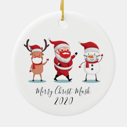 Quarantine 2020 Merry Christmask Script Keramisch Ornament (Achterkant)