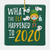 Quarantine 2020 met kerstslot Elf Keramisch Ornament (Achterkant)