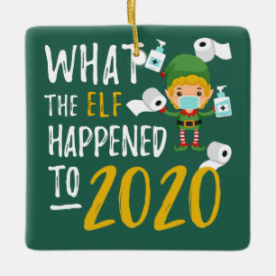Quarantine 2020 met kerstslot Elf Keramisch Ornament