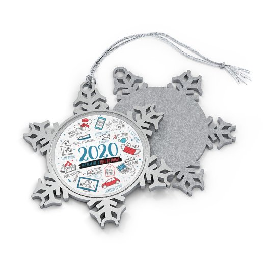 Quarantine 2020 Year om herdenking te vergeten Tin Sneeuwvlok Ornament