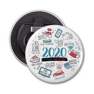 Quarantine Activities 2020 Herdenking Button Flesopener
