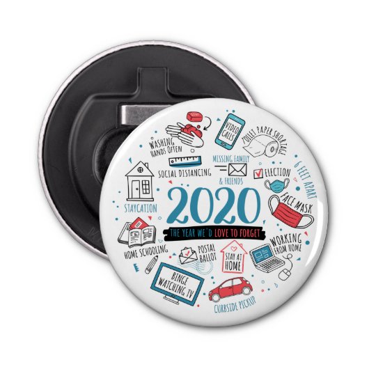 Quarantine Activities 2020 Herdenking Button Flesopener (Voorkant)