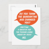 Quarantine Activity Knitting Possum a Sweater Briefkaart (Voorkant / Achterkant)