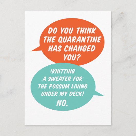 Quarantine Activity Knitting Possum a Sweater Briefkaart (Voorkant)