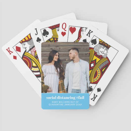 Quarantine Baby Zwangerschap Aankondiging Foto Pokerkaarten (Achterkant)
