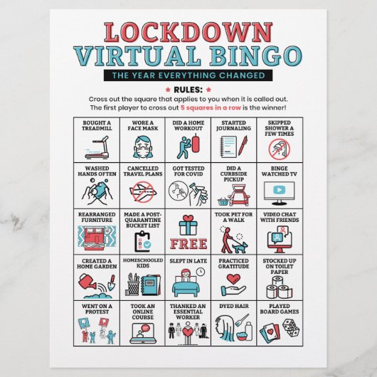 Quarantine Bingo Pandemic Lockdown Activities (Voorkant)