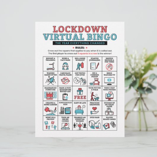 Quarantine Bingo Pandemic Lockdown Activities (Staand voorkant)
