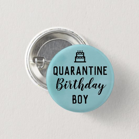 Quarantine Birthday Boy Button Blue Pin (Voorkant /achterkant)