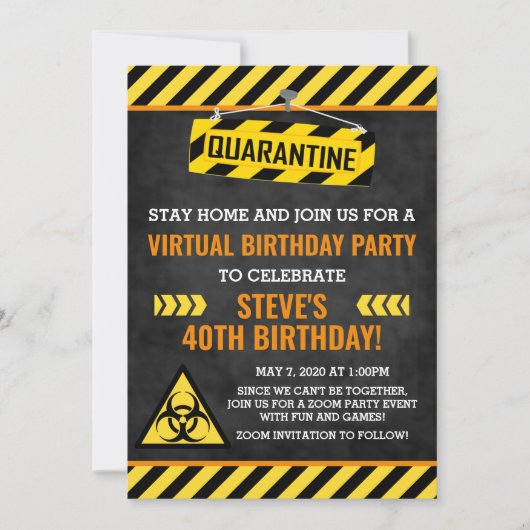 Quarantine Birthday Invitation, Adult Humor Funny Kaart (Voorkant)