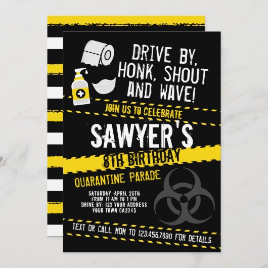 Quarantine Birthday Parade Kaart (Voorkant / Achterkant)
