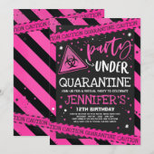 Quarantine Birthday Party Invitation Virtual Zoom Kaart (Voorkant / Achterkant)