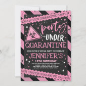 Quarantine Birthday Party Invitation Virtual Zoom Kaart (Voorkant)