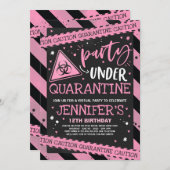 Quarantine Birthday Party Invitation Virtual Zoom Kaart (Voorkant / Achterkant)