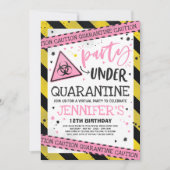 Quarantine Birthday Party Invitation Virtual Zoom Kaart (Voorkant)