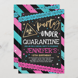 Quarantine Birthday Party Invitation Virtual Zoom Kaart