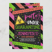 Quarantine Birthday Party Invitation Virtual Zoom Kaart (Voorkant / Achterkant)
