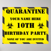 Quarantine Birthday Sign Poster (Voorkant)