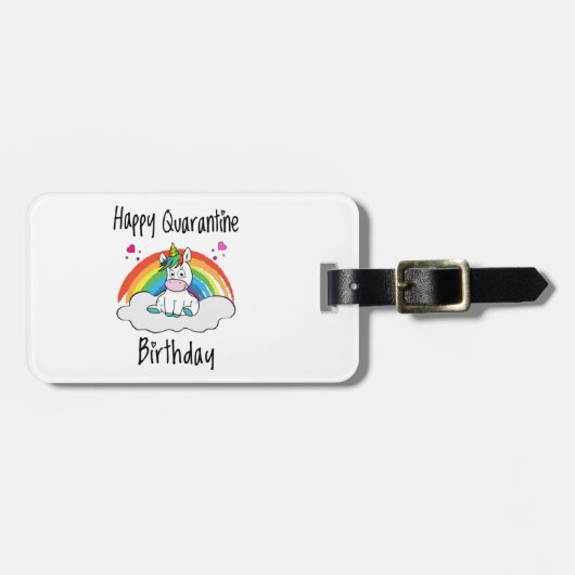 Quarantine Birthday Unicorn-regenboog Bagagelabel (Voorkant horizontaal)