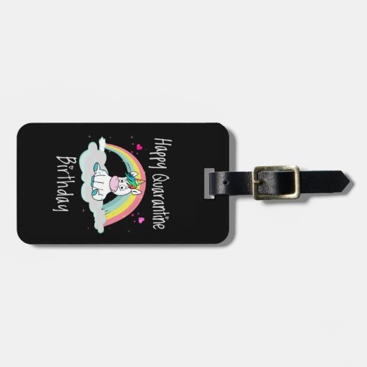 Quarantine Birthday Unicorn-regenboog Bagagelabel (Voorkant horizontaal)