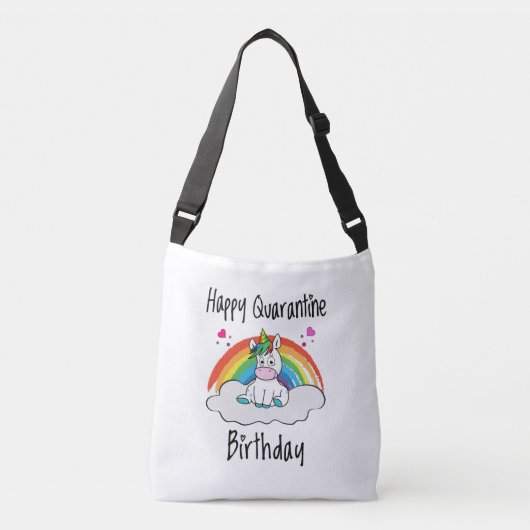 Quarantine Birthday Unicorn-regenboog Crossbody Tas (Voorkant)