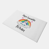 Quarantine Birthday Unicorn-regenboog Deurmat (Schuin)