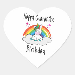 Quarantine Birthday Unicorn-regenboog Hart Sticker