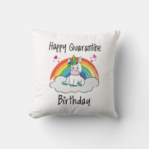 Quarantine Birthday Unicorn-regenboog Kussen