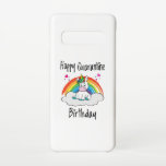 Quarantine Birthday Unicorn-regenboog Samsung Galaxy S10 Hoesje<br><div class="desc">Cute Unicorn Quarantine Birthday design. Een mooie en magische Unicorn zit op een wolk met een regenboog op de achtergrond. Geweldig Birthday Gift idee. Goed voor de ouderen en de jongeren.</div>