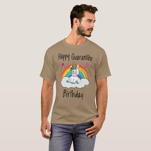 Quarantine Birthday Unicorn-regenboog T-shirt (Voorkant volledig)