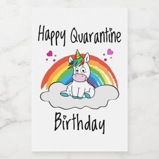 Quarantine Birthday Unicorn-regenboog Voedselcontainer Etiket (Enkel label)